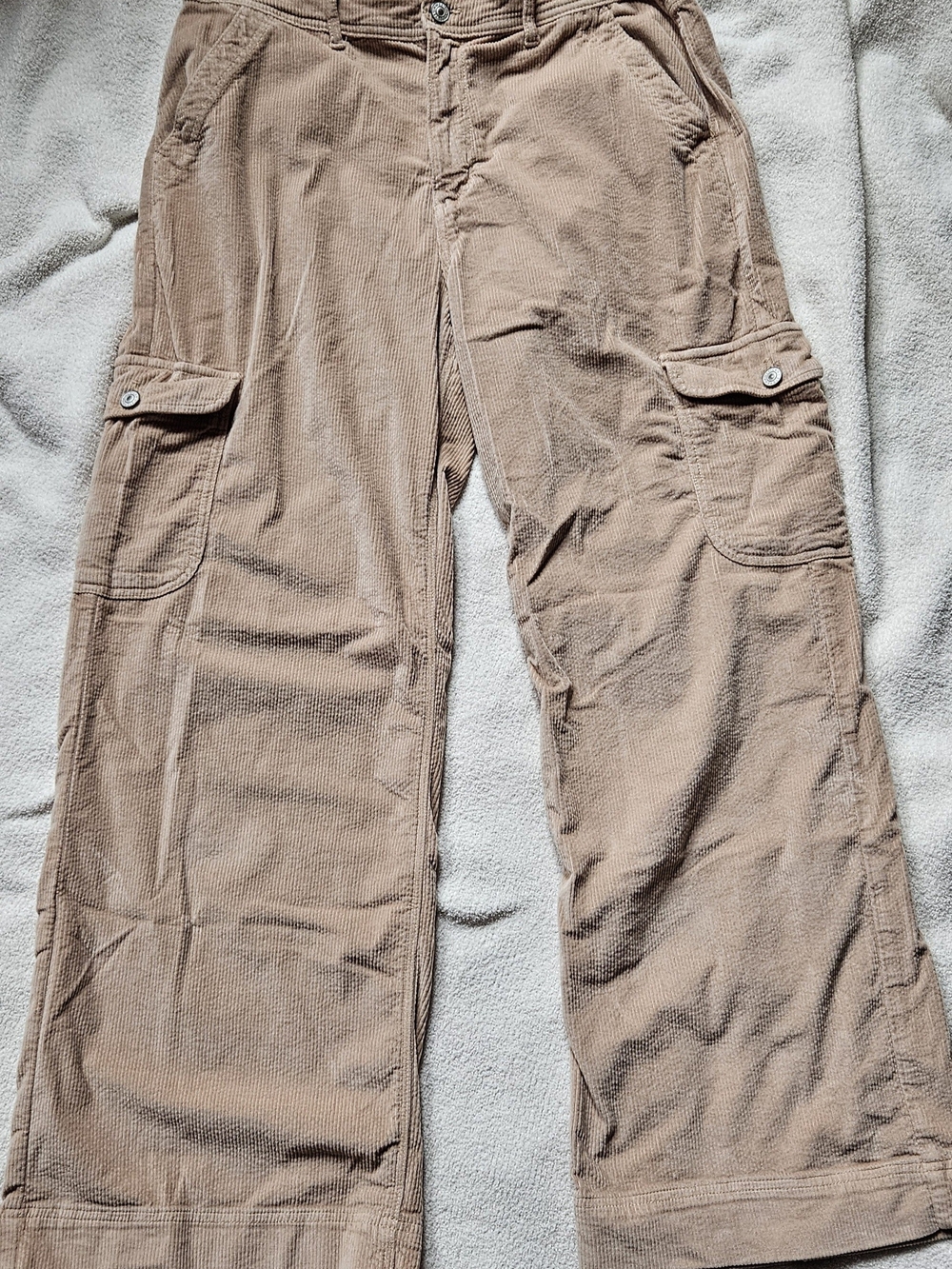 American Eagle Outfitters Wide Leg Corduroy Cargo Pants in Tan